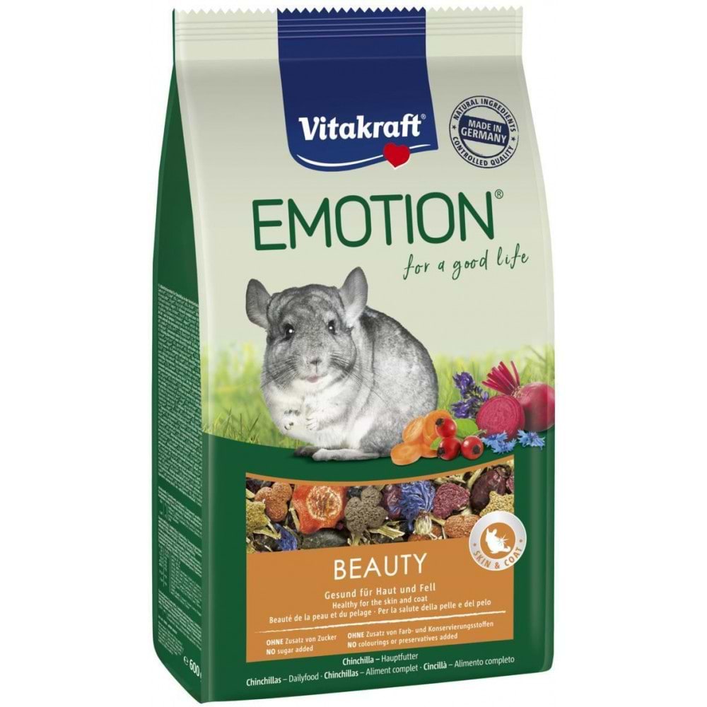 Корм для гризунів Vitakraft Emotion Beauty Selection для шиншил для шкіри та шерсті 600 г (4008239337580)