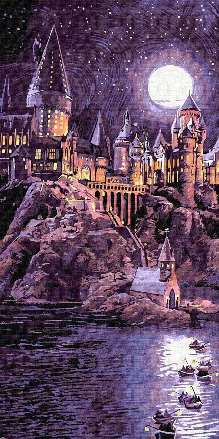 Картина за номерами Ideyka WB Harry Potter: Прибуття до Гоґвортсу з фарбами металік extra 40х80 см (KHO5265)