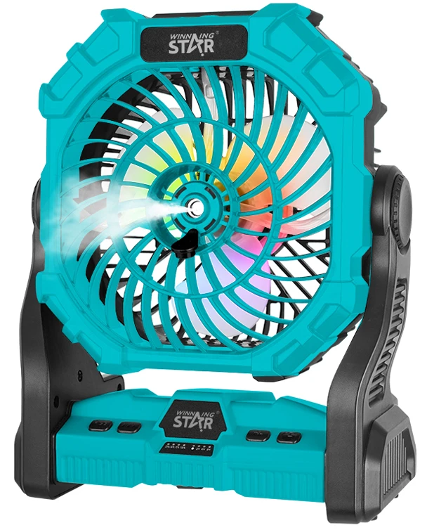 Вентилятор портативний WinningStar ST-4069 7800mAh RGB підсвітка, повербанк, ліхтар Green (WNNGS-ST-4069-G)