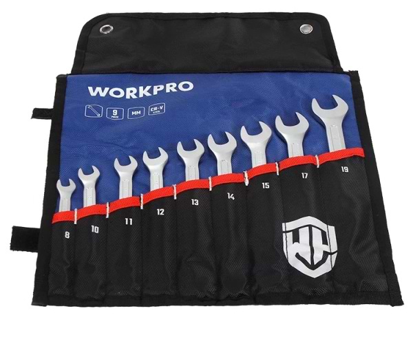Набір комбінованих ключів WORKPRO 8-19 мм CR-V PRO PLUS 9 шт. (WP202502)