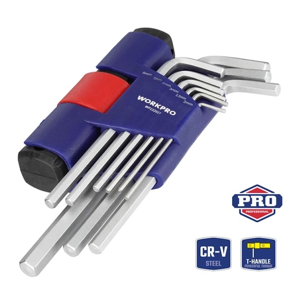 Набір шестигранних ключів WORKPRO HEX CR-V PRO 9 шт. (WP222027)