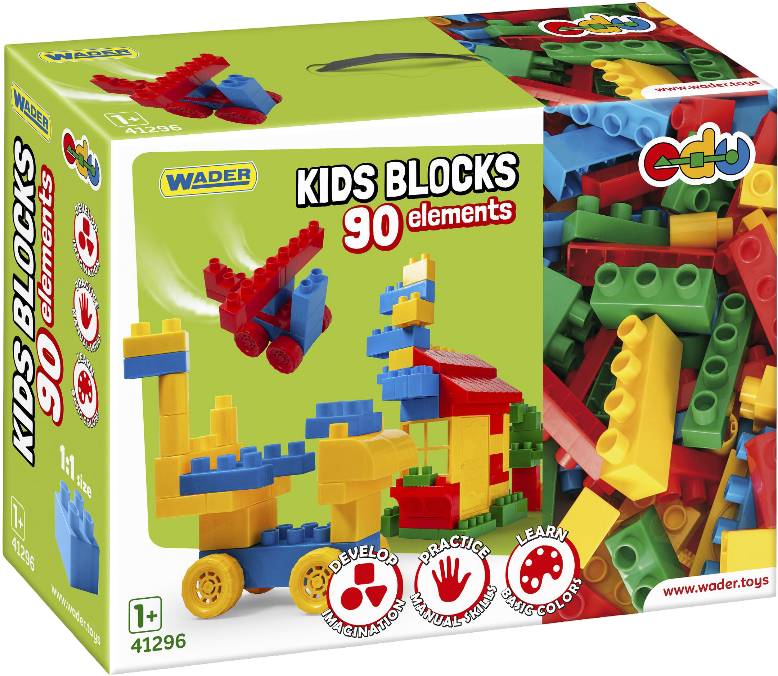 Пластиковый конструктор для малышей Wader Kids Blocks 90 эл. (41296)