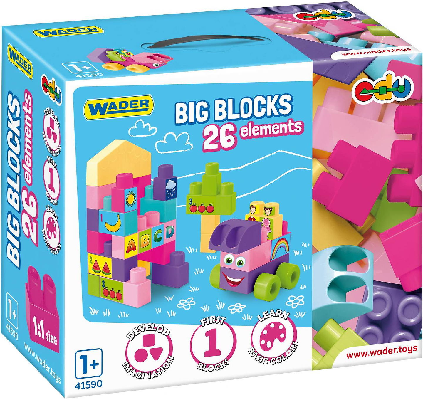 Пластиковый конструктор для малышей Wader Kids Blocks 26 эл. розовый (41590)