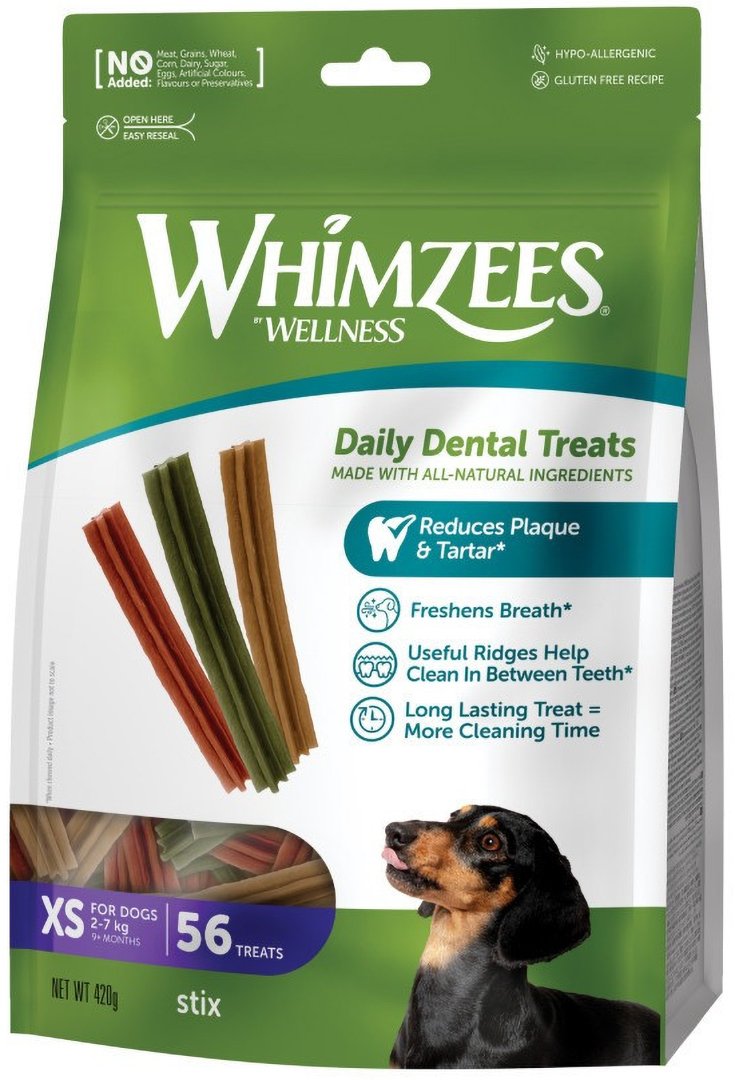 Ласощі для собак Whimzees Stix у формі паличок  XS 56 шт. (8718627752548)