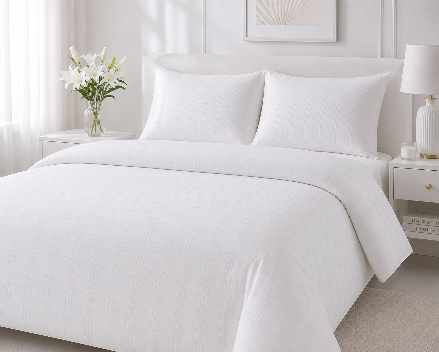 Комплект постельного белья Zastelli White/квадраты Кристалл Жаккард 2х150х215 Белый (15340)