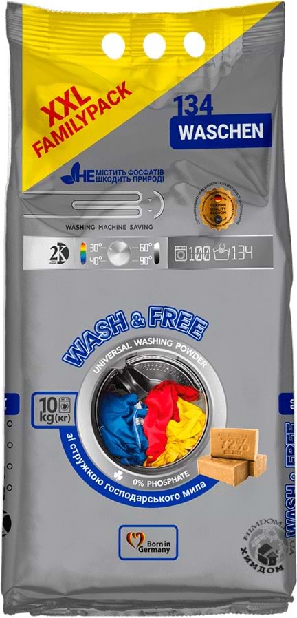 Фото - Стиральный порошок WASH & FREE Универсальный 10кг