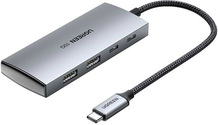 Хаб USB UGREEN CM480 USB-C to 2xUSB 3.2+2xUSB-C Adapter 10G Space Gray (30758) - Фото 1