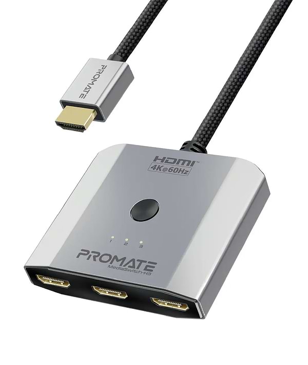 Фото - Перехідник HDMI Promate Mediaswitch-h3 Silver