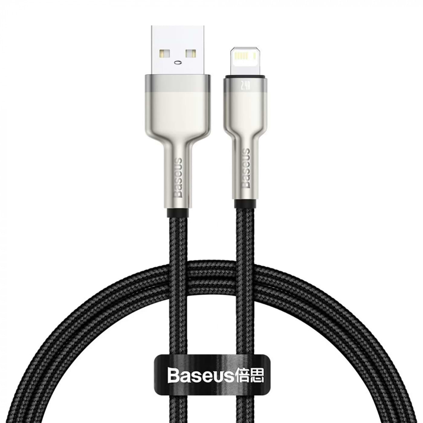 Кабель синхронізації даних Baseus Cafule Series Metal USB to Lightning 2.4A 0.25 m Black (CALJK-01) - Фото 1