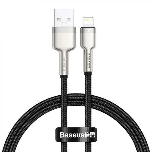 Фото - Кабель Baseus Cafule Series Metal USB to Lightning 2.4A 0.25 m Black (CALJK-01)