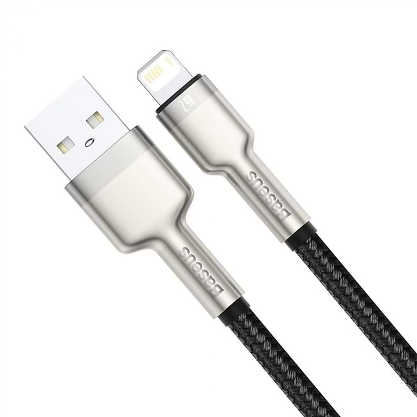 Фото - Кабель Baseus Cafule Series Metal USB to Lightning 2.4A 0.25 m Black (CALJK-01)