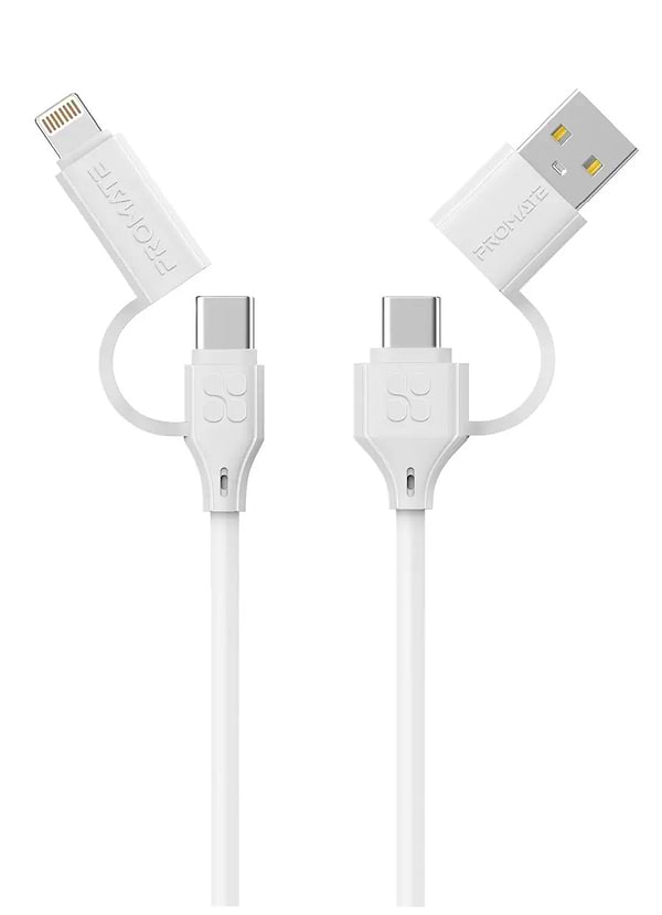 Фото - Кабель синхронизации данных Promate Quadcord-pd60 White