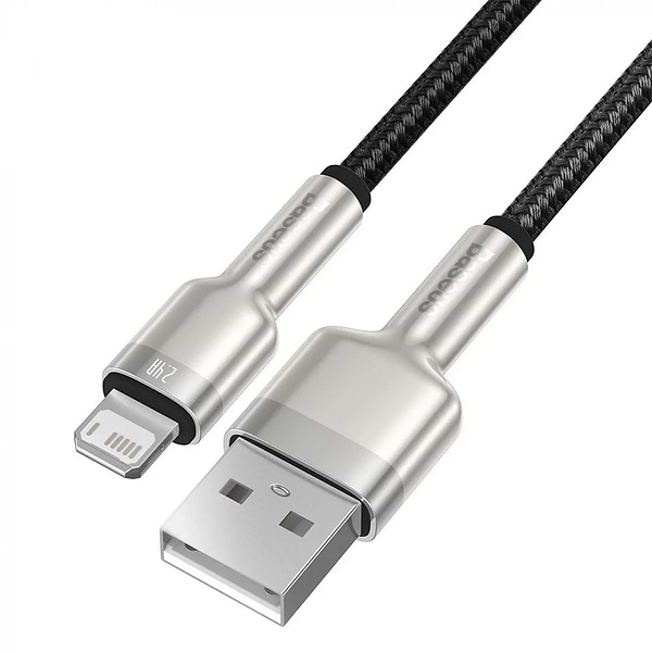 Фото - Кабель Baseus Cafule Series Metal USB to Lightning 2.4A 0.25 m Black (CALJK-01)