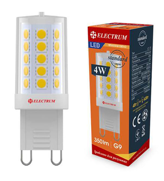 Світлодіодна лампочка Electrum 4W G9 3000K A-LC-1895