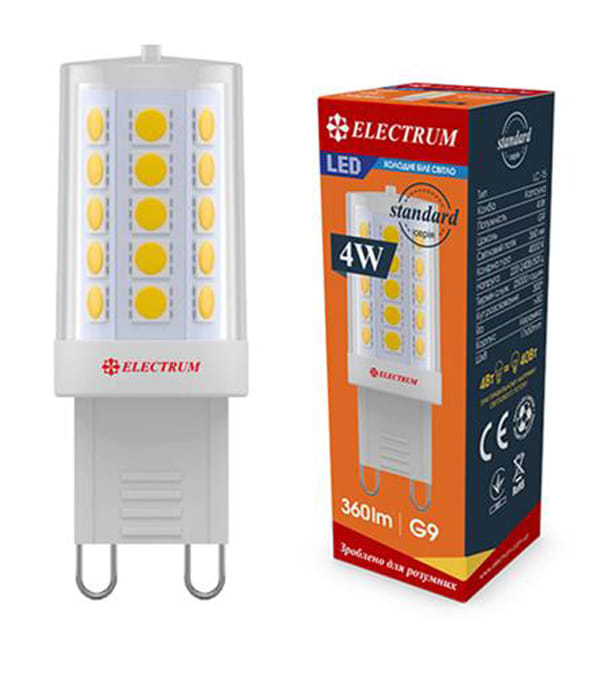 Світлодіодна лампочка Electrum 4W G9 4000K A-LC-1896