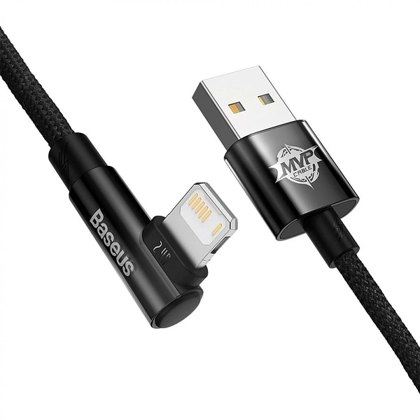 Фото - Кабель Baseus MVP 2 Elbow-shaped USB to Lightning 2.4A 1 m Black (CAVP000001)