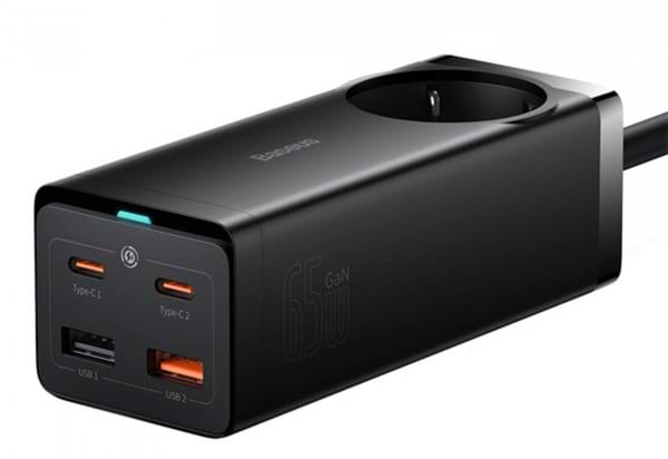 Сетевое зарядное устройство Baseus GaN3 Pro Desktop Powerstrip AC+2U+2C 65W EU Black (PSZM000901) - Фото 1