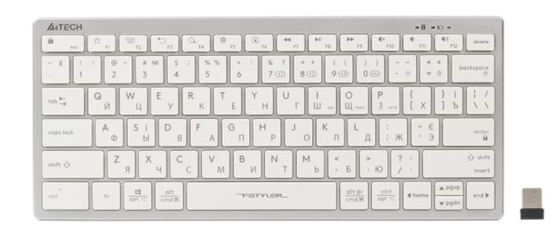 Клавіатура бездротова A4tech Fstyler FBX51C (White) - Фото 1