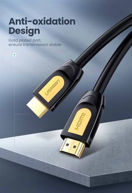 Фото - Кабель HDMI UGREEN HD101 HDMI Round 2m Yellow/Black (10129)