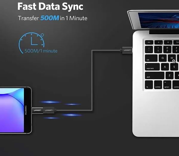 Фото - Переходник UGREEN US157 USB-C to Micro USB Adapter Black (30391)