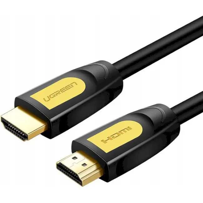 Кабель HDMI UGREEN HD101 HDMI 5.0 m Round Cable Black/Yellow (10167) - Фото 1