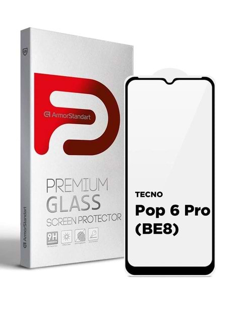 Защитное стекло для смартфона Armorstandart Full Glue Curved for Tecno POP 6 Pro (BE8) Black (ARM64794)
