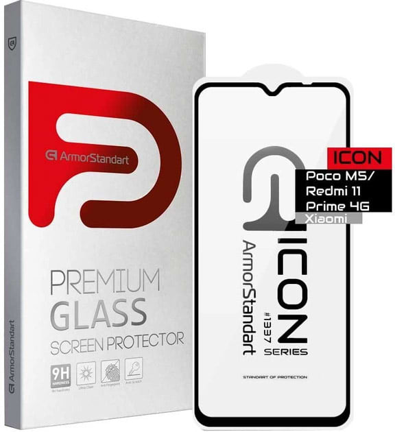 Фото - Защитное стекло для смартфона Armorstandart Icon for Xiaomi Poco M5/Redmi 11 Prime 4G Black (ARM62811)