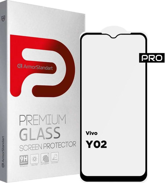 Захисне скло для смартфону Armorstandart Pro for Vivo Y02 Black (ARM66005)