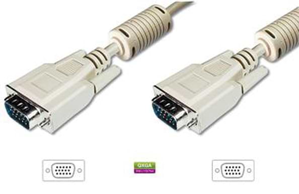 Кабель VGA Assmann VGA (HDDB15M/M) 1.8m Ferrite Beige (AK-310103-018-E) - Фото 1