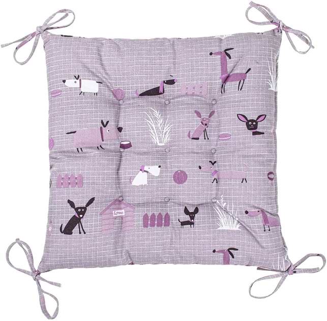 Подушка для стула Home Line Полупанама Гав-Гав серо-сиреневый 40х40 см (178517) - Фото 1