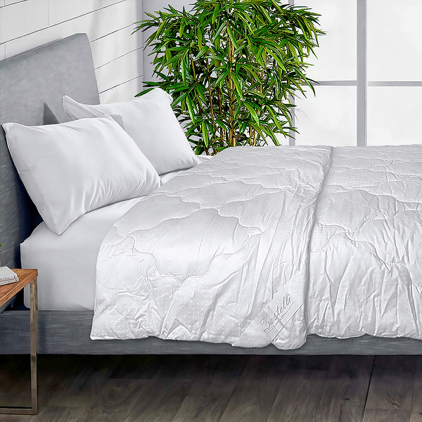 Фото - Ковдра зимова полуторна Zastelli Бамбук жаккард 145х205 біла (16260)