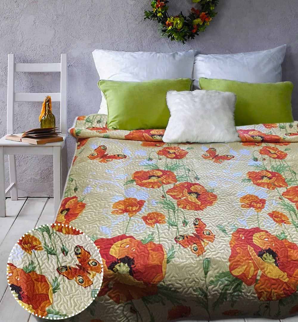 Покривало двоспальне Zastelli 11275 Маки бавовна паяне 200х210 см (18373)