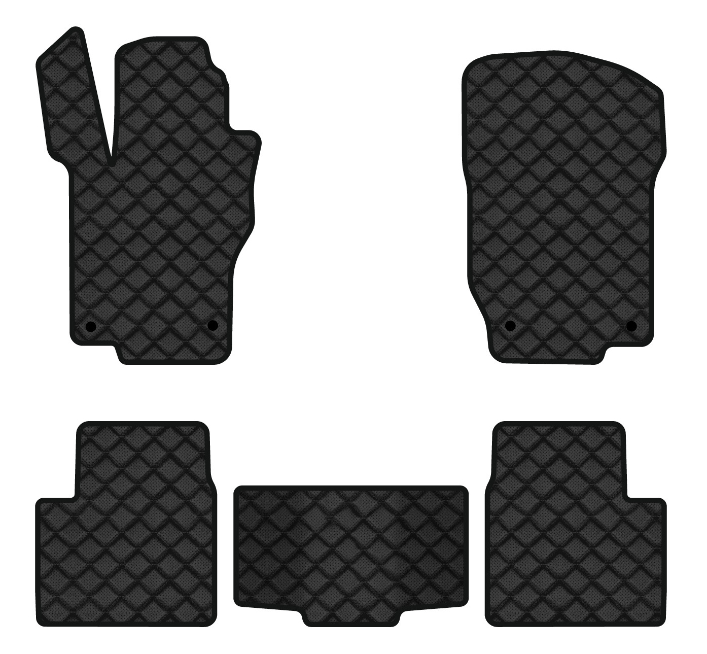 Коврики из экокожи в салон авто EVAtech для ML-Class (W164) Mercedes-Benz 2005-2011 2 поколение SUV EU (MB1800C5MS4BBLB)