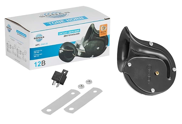 Фото - Сигнал автомобильный SONAR двотональний 12В 2 шт. (SAZ-20) Фото - Сигнал автомобильный SONAR двотональний 12В 2 шт. (SAZ-20)