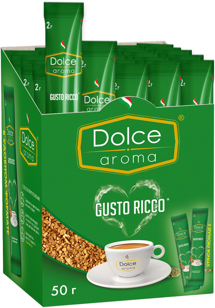 Кава розчинна Dolce Aroma Gusto Ricco стік 2 г упаковка по 25 шт. в уп. (4820093481502) - Фото 1
