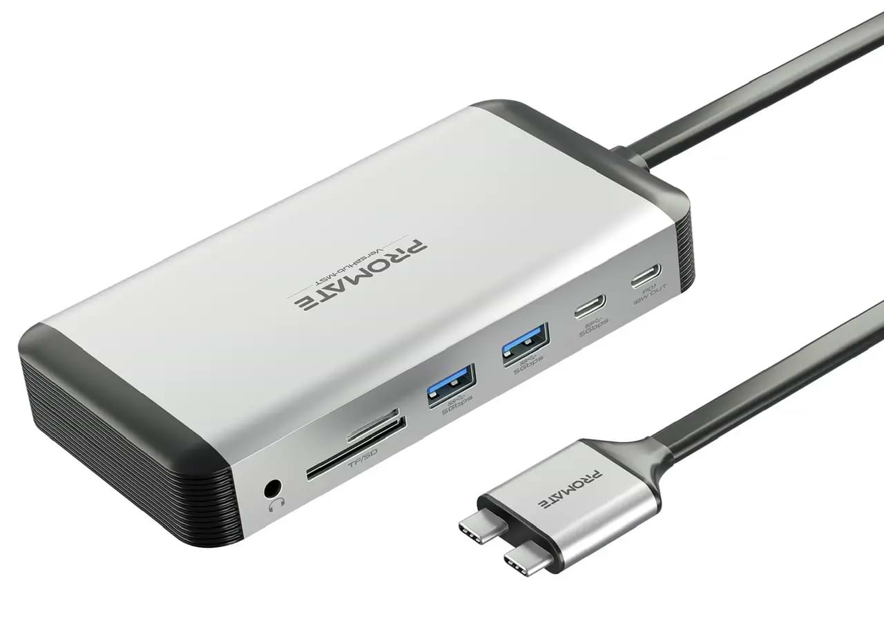 Хаб USB Promate 13-в-1 для MacBook Versahub-mst Grey - Фото 1