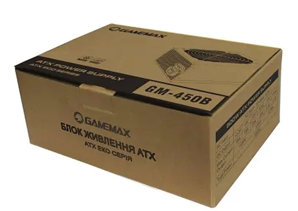 Фото - Блок живлення для ПК Gamemax ATX 450W з кабелем живлення (GM-450B)