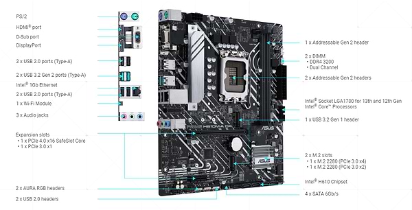 Фото - Материнская плата Asus Prime H610M-A WIFI D4