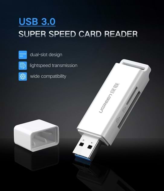 Фото - Кардрідер UGREEN CM104 USB 3.0 to TF + SD Dual Card Reader Black (40752)
