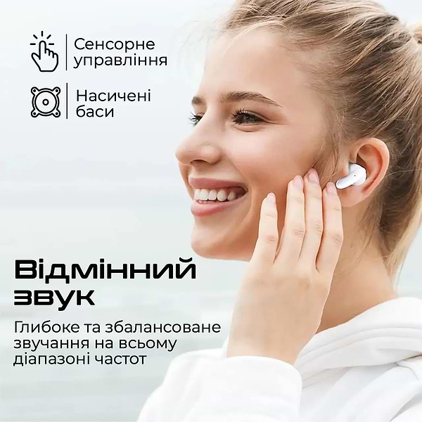 Фото - Навушники вкладиші бездротові TWS Promate Lush White