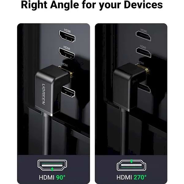 Фото - Кабель HDMI UGREEN HD103 HDMI Cable Right Angle 90 Degree 2m Black (10173)