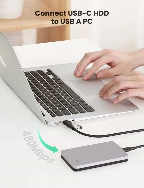 Фото - Переходник UGREEN US280 USB A Male to USB-C Female Black (50568)