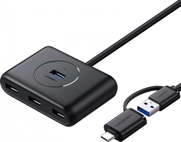 Хаб USB UGREEN CR113 USB 3.0 with USB Type-C Plug 4 Ports HUB 1m Black (40850) - Фото 1