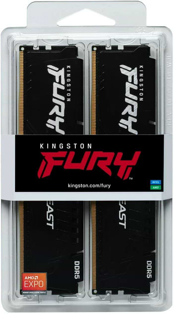 Фото - Память DDR Kingston DDR5 32Gb/6000 FURY Beast Black KIT (KF560C36BBEK2-32)