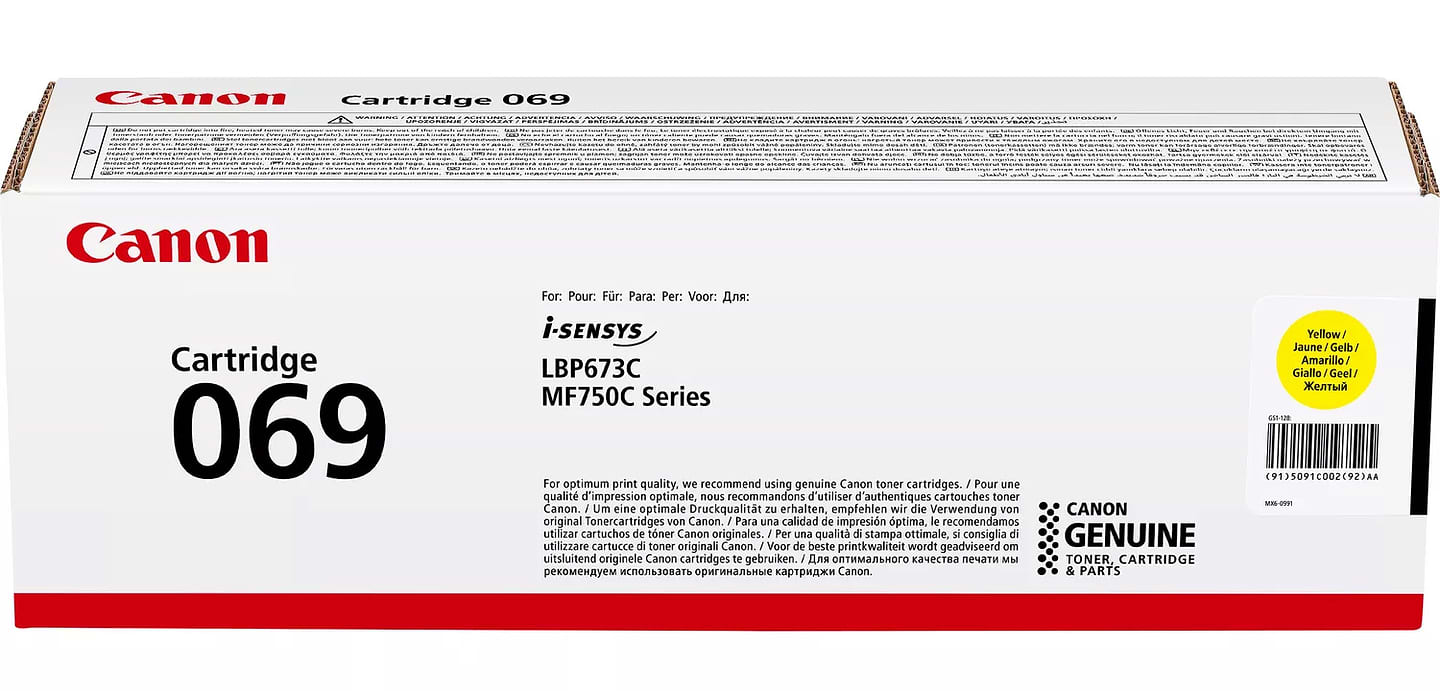 Картридж для лазерных принтеров/МФУ Canon 069 MF752Cdw/MF754Cdw/LBP673Cdw Yellow (5091C002)