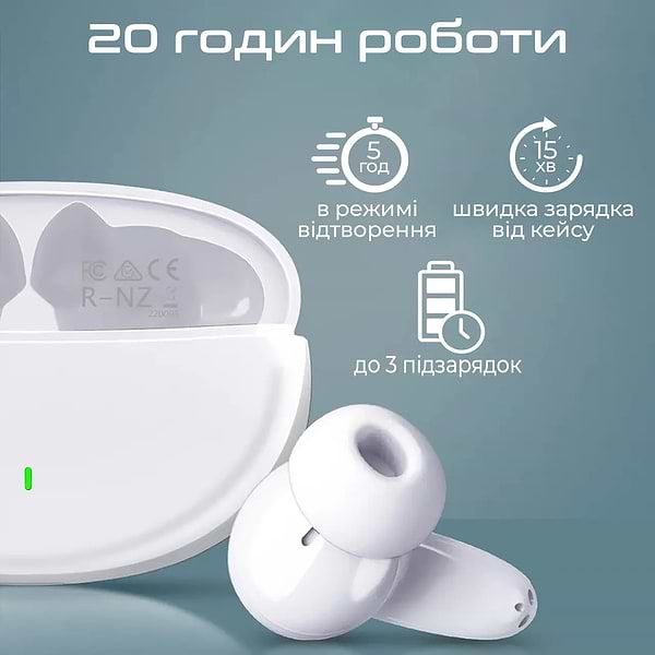 Фото - Навушники вкладиші бездротові TWS Promate Lush White
