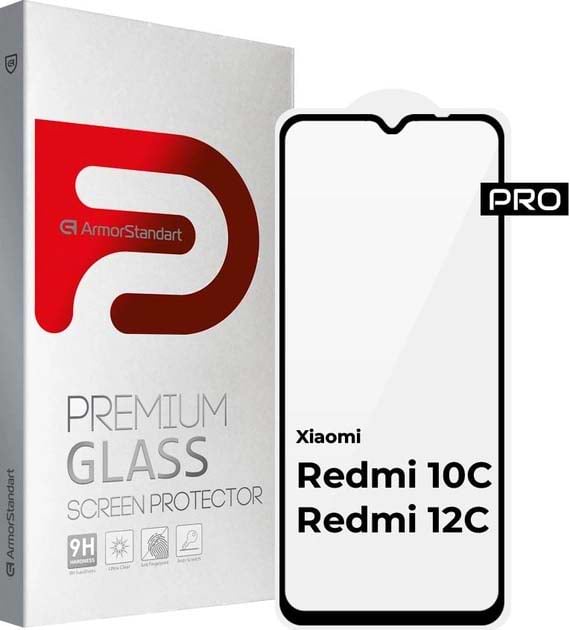 Защитное стекло для смартфона Armorstandart Icon for Xiaomi Redmi 10C Black (ARM61297) - Фото 1