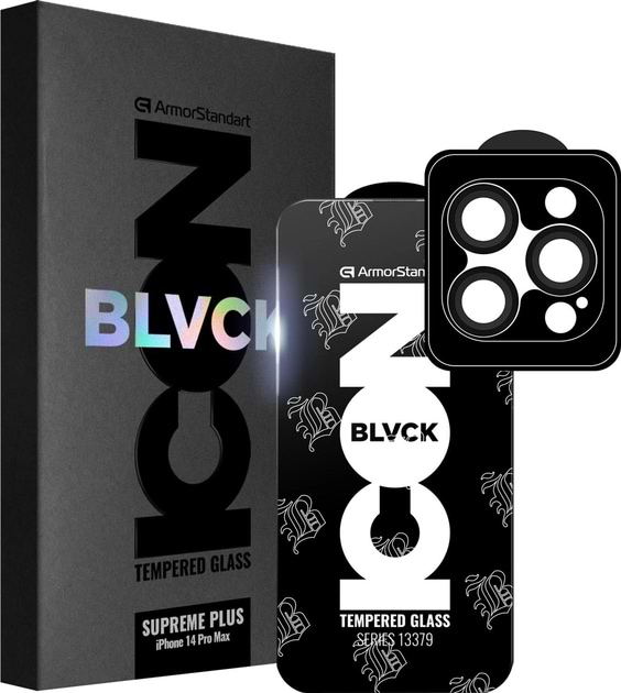 Защитное стекло для смартфона Armorstandart Supreme Plus Black Icon for Apple iPhone 14 Pro Max (ARM68064)