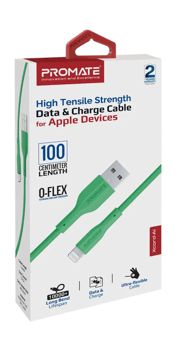 Фото - Кабель синхронізації даних Promate Xcord-ai Green