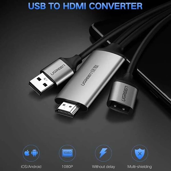 Фото - Переходник UGREEN CM151 USB to HDMI Digital AV Adapter 1.5m Gray (50291)